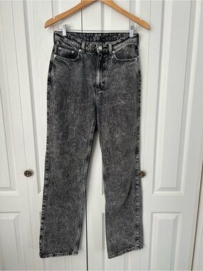 Weekday Black Washed Straight-Leg Jeans